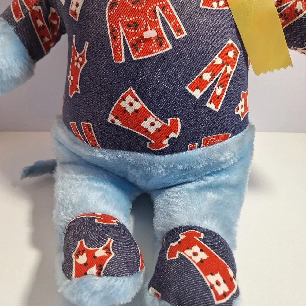 Circus Circus Plush Blue Mouse 70s Style Outfit Large 22" Yellow Bow With Tags - Picture 5 of 15